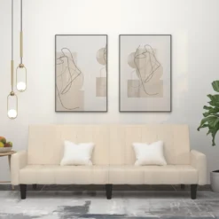 VidaXL Schlafsofa 2-Sitzer Creme Samt