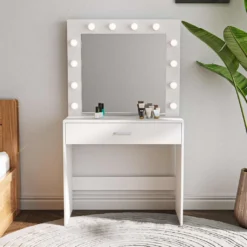 Makika LED Schminktisch / Schminkkommode EMILY Mit 12 Glühbirnen