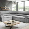 FURNIX Ecksofa LEXY Mit Schlaffunktion Und Bettkasten Couch Sofa Schlafsofa Pflegeleichter Robuster Stoff HELLGRAU L-Form MH 84