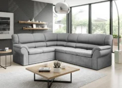 FURNIX Ecksofa LEXY Mit Schlaffunktion Und Bettkasten Couch Sofa Schlafsofa Pflegeleichter Robuster Stoff HELLGRAU L-Form MH 84