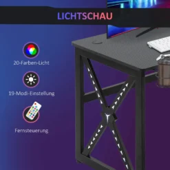 HOMCOM Computertisch Mit LED-Leuchten Monitorablage PC Tisch Gaming Tisch Mit Becherhalter E-Sport-Stil Bürotisch Mit Verstellbaren Füßen MDF Metall Schwarz 120 X 60 X 73 Cm -VIDAXL || HOMCOM Verkäufe a59225b15ee9ec31e71d10a4add0446f