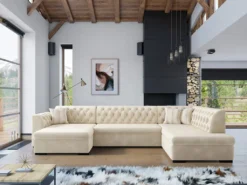 Mirjan24 Ecksofa Gerdin, Stilvoll Eckcouch Mit Bettkasten Und Schlaffunktion (Magic Velvet 2250 + Senegal 825, Seite: Links)