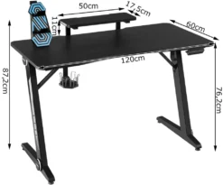 COSTWAY Gaming Tisch Mit LED-Lichtern, Computertisch Z-förmig, PC Tisch Mit Monitorständer, Schreibtisch Für Zuhause Oder Büro, Mit Getränkehalter, Griffrahmen, Kopfhörerhaken -VIDAXL || HOMCOM Verkäufe a746adced73faffb70a7c7c5d3c680a7