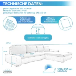 FURNIX Ecksofa TOMMASO Sofa Mit Schlaffunktion Bettkasten Und Kissen Couch Pflegeleichter Stoff L-FORM BRAUN MH84 -VIDAXL || HOMCOM Verkäufe a8286ddff9b9299801103f4dbd27ca86