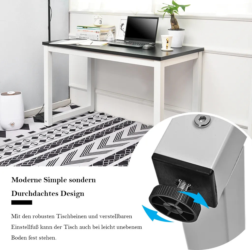 Merax Schreibtisch PC Tisch Computertisch 120 X 60 X 75cm Bürotisch, Arbeitstisch Officetisch PC-Tisch Esstisch Für Zuhause Büro Schlafzimmer, Schwarz-Weiß 2 Merax Schreibtisch PC Tisch Computertisch 120 X 60 X 75cm Bürotisch, Arbeitstisch Officetisch PC-Tisch Esstisch Für Zuhause Büro Schlafzimmer, Schwarz-Weiß – Bild 2