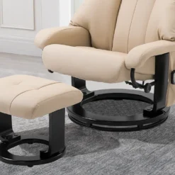 HOMCOM Relaxliege Mit Hocker 360°drehbarer Fernsehsessel Mit Liegefunktion Massagesessel Liegesessel Ergonomischer Stuhl Sessel PolyurethanCreme 76 X 80 X 102 Cm -VIDAXL || HOMCOM Verkäufe a9f2e25e0927403232e9f4e2f2246608