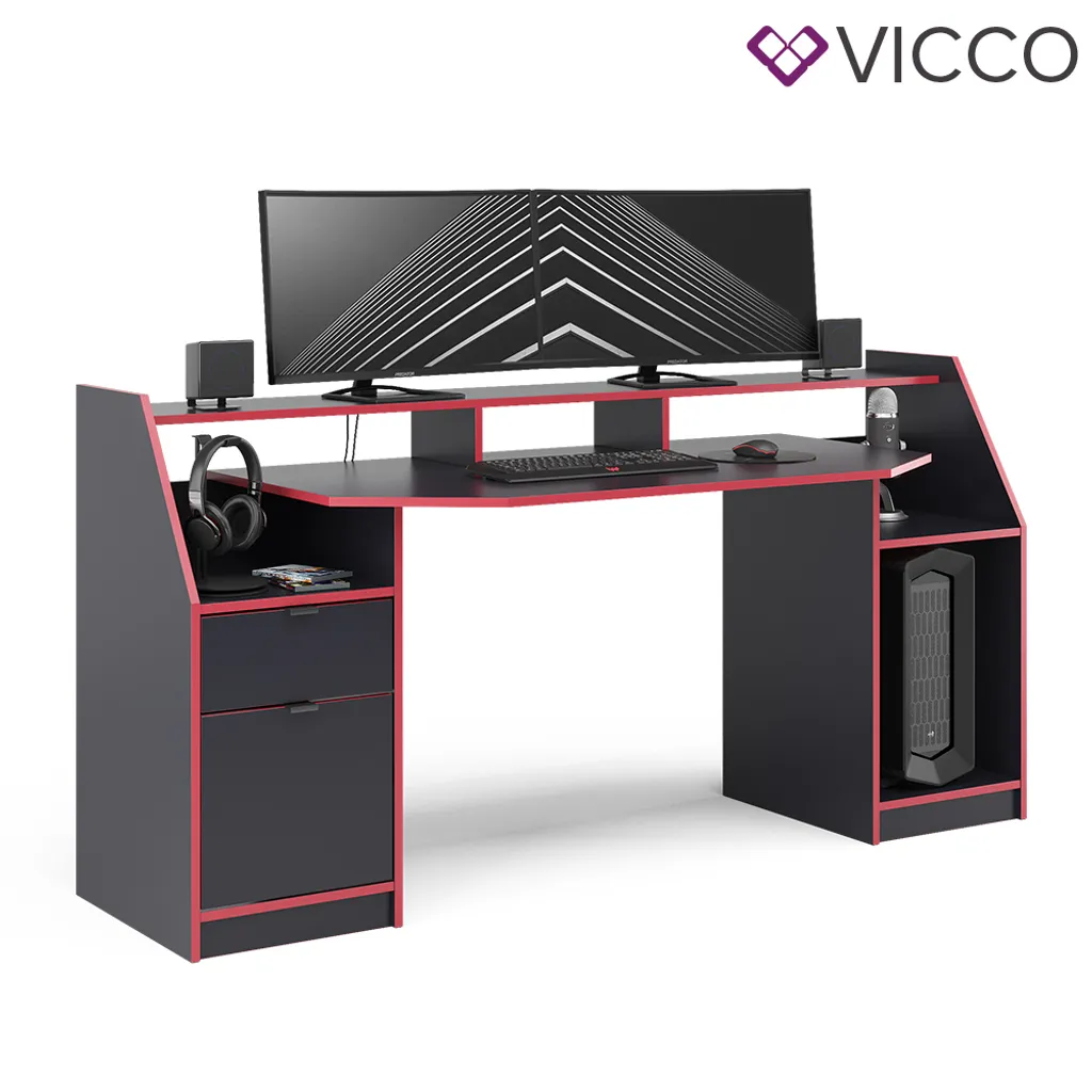 Vicco Computertisch Joel Schwarz 179,8 X 90,6 X 65,5 Cm Holzwerkstoff 7 Vicco Computertisch Joel Schwarz 179,8 X 90,6 X 65,5 Cm Holzwerkstoff – Bild 7