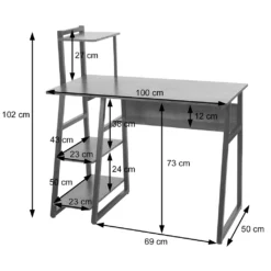 Schreibtisch Mit Regal HWC-K68, Laptoptisch Bürotisch Arbeitstisch, 100x50cm, Metall MDF Braun -VIDAXL || HOMCOM Verkäufe aa374eb8a8d6b938b70eaa17b403efb2