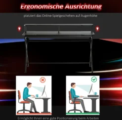 HOMCOM Gaming-Tisch Schreibtisch Mit Kopfhörerhaken Computertisch Stahl + MDF Schwarz 120 X 60 X 90 Cm -VIDAXL || HOMCOM Verkäufe aaab62d03aa46126768807a526c83312