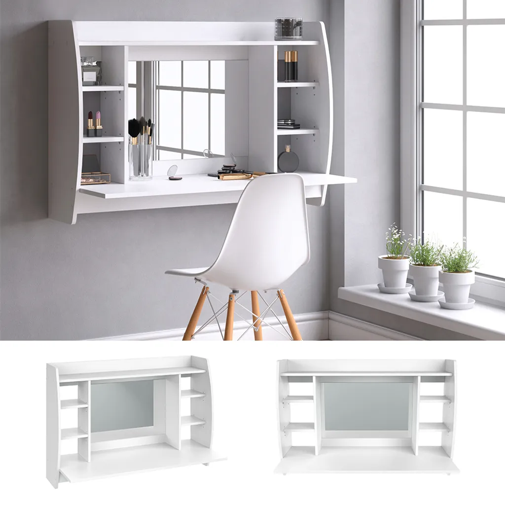 VICCO Wandschminktisch Max Frisiertisch Frisierkommode Schminktisch Weiß 1 VICCO Wandschminktisch Max Frisiertisch Frisierkommode Schminktisch Weiß