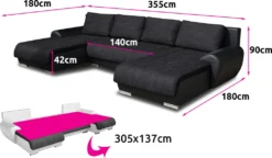 Wohnlandschaft Otis - Big Sofa, Eckcouch, Ecksofa, Couch Mit Schlaffunktion Und Bettkasten, U-Sofa, U-Form (Schwarz + Schwarz (Madryt 1100 + Berlin 02)) -VIDAXL || HOMCOM Verkäufe ab9fd655a0a89050c16fbac1aad9637e