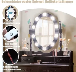 COSTWAY Schminktisch Set Mit 10 LED-Leuchten, Frisiertisch Mit Spiegel Und Schminkhocker, Helligkeit Einstellbar, Kosmetiktisch Mit 4 Schubladen Für Schlafzimmer, Make Up Tisch Holz (Braun) -VIDAXL || HOMCOM Verkäufe aba6f9e90668193cd526ef0c298409c7