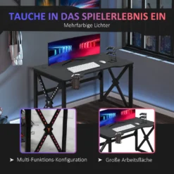 HOMCOM Computertisch Mit LED-Leuchten Monitorablage PC Tisch Gaming Tisch Mit Becherhalter E-Sport-Stil Bürotisch Mit Verstellbaren Füßen MDF Metall Schwarz 120 X 60 X 73 Cm -VIDAXL || HOMCOM Verkäufe abd2fd908f0ab63b3cf58b7dcfc6babb