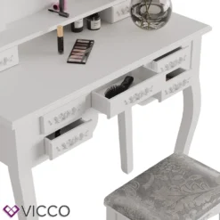 Vicco Schminktisch Diana + Hocker Weiß 85 X 147 X 40 Cm Holzwerkstoff -VIDAXL || HOMCOM Verkäufe ac90b227fc28e4d3750a63f69acfa787