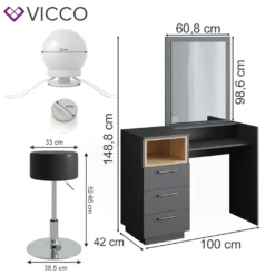Vicco Schminktisch Frisiertisch Frisierkommode Beatrice Anthrazit LED Hocker Set 11 Vicco Schminktisch Frisiertisch Frisierkommode Beatrice Anthrazit LED Hocker Set -VIDAXL || HOMCOM Verkäufe ae25072f69a2125b37fa1e97f81e401d