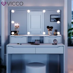 Vicco Schminktisch + Hocker + LED Ruben Weiß 100 X 150 X 42 Cm Holzwerkstoff -VIDAXL || HOMCOM Verkäufe ae928d7106565f676072c23049838040