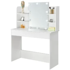 Juskys Schminktisch Bella Mit LED Beleuchtung, Spiegel, Schublade & 4 Ablagefächern - 108 X 40 X 140 Cm - Holz - Weiß - Kosmetiktisch Frisiertisch -VIDAXL || HOMCOM Verkäufe afaae864389f45c93aaae61a873698b0