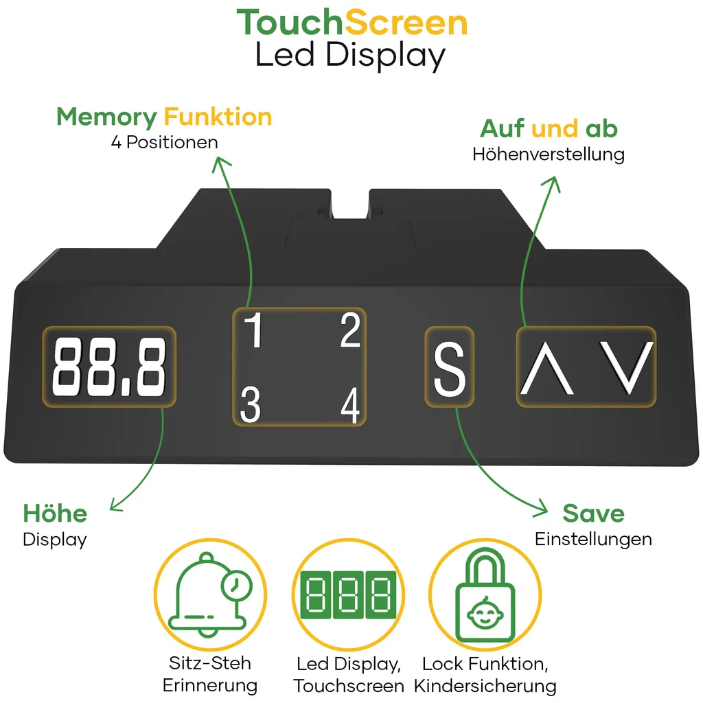 Spherite | Elektrisch Höhenverstellbarer Schreibtisch | 140x70 | Höhe 61 - 126 Cm | Ergonomischer Steh-Sitz Tisch | Mit Memory-Funktion | Weiß 2 Spherite | Elektrisch Höhenverstellbarer Schreibtisch | 140x70 | Höhe 61 - 126 Cm | Ergonomischer Steh-Sitz Tisch | Mit Memory-Funktion | Weiß – Bild 2