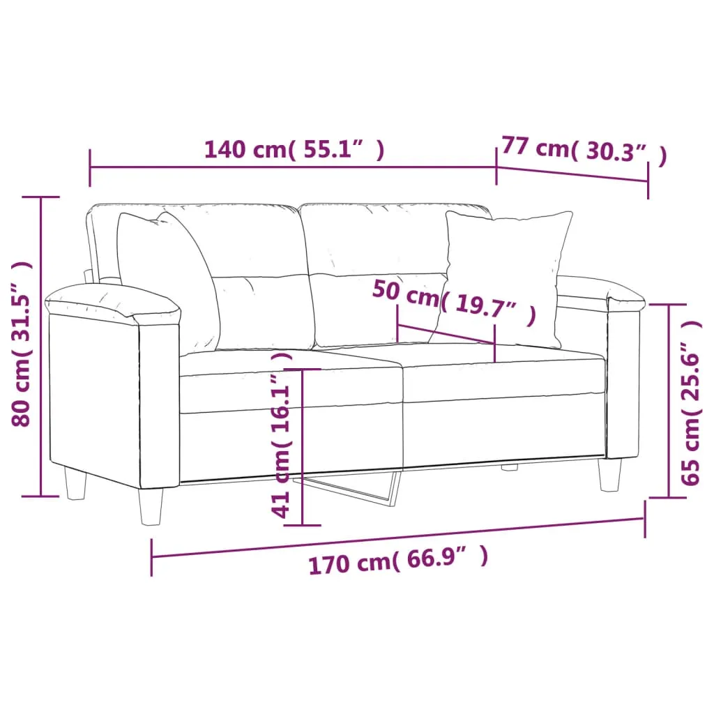 VidaXL 2-Sitzer-Sofa Mit Kissen Taupe 140 Cm Mikrofasergewebe 6 VidaXL 2-Sitzer-Sofa Mit Kissen Taupe 140 Cm Mikrofasergewebe – Bild 6