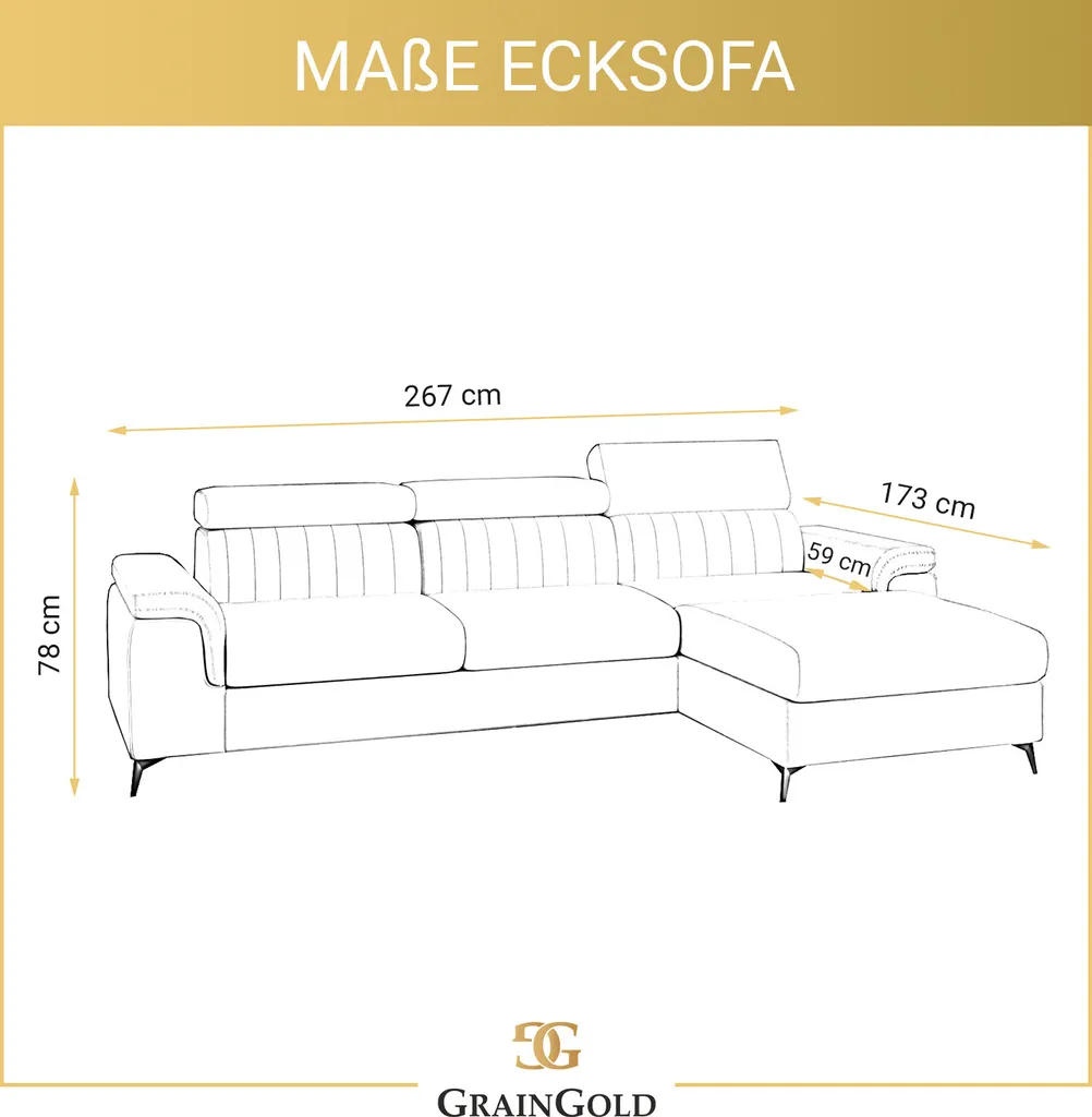 GRAINGOLD Ecksofa Dubai - Eckcouch In L-form Mit Schlaffunktion Und Bettkasten - Ottomane Rechts Freistehend - Beige 3 GRAINGOLD Ecksofa Dubai - Eckcouch In L-form Mit Schlaffunktion Und Bettkasten - Ottomane Rechts Freistehend - Beige – Bild 3