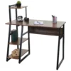 Schreibtisch Mit Regal HWC-K68, Laptoptisch Bürotisch Arbeitstisch, 100x50cm, Metall MDF Braun