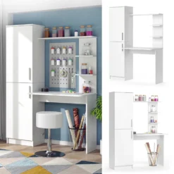 Vicco Arbeitstisch Mit Schrank Tessa Weiß 122,9 X 168 X 52 Cm Holzwerkstoff