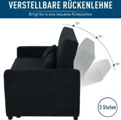 HOMCOM Schlafsofa, Klappsofa, 2-Sitzer Stoffsofa, Bettsofa, Sofa Mit Schlaffunktion, Sofagarnitur, Verstellbarer Winkel, Schwarz, 148 X 82 X 89 Cm -VIDAXL || HOMCOM Verkäufe b73c5f43ab8a5b0b268aa115be767de4