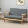 2-Sitzer-Sofa Stoff 113x67x75 Cm Hellgrau Vintage Couch Für Wohnzimmer