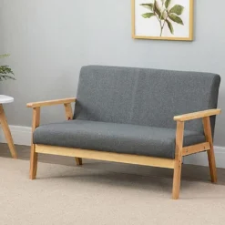 VIDAXL || HOMCOM Verkäufe 24 2-Sitzer-Sofa Stoff 113x67x75 Cm Hellgrau Vintage Couch Für Wohnzimmer
