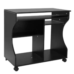 HOMCOM Computertisch Eckschreibtisch Winkelschreibtisch Schreibtisch Bürotisch PC Tisch Schwarz 80 X 48 X 76 Cm
