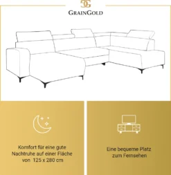 GRAINGOLD U-Form Sofa Martins - Eckcouch Mit Verstellbare Kopfstützen Und Schlaffunktion, Ottomane Links Freistehend - Ecksofa Grau -VIDAXL || HOMCOM Verkäufe b8f6562c29bceeae956dc957281eae6a
