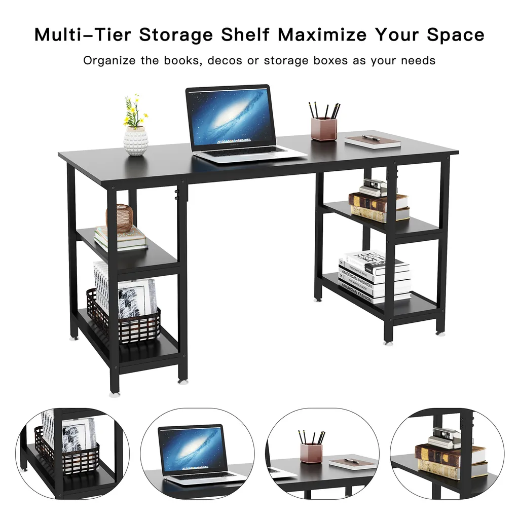 Dripex Schreibtisch Computertisch Bürotisch Eckschreibtisch Gaming Tisch PC Mit Regalfächer Schwarz 120 X 48 X 76CM 3 Dripex Schreibtisch Computertisch Bürotisch Eckschreibtisch Gaming Tisch PC Mit Regalfächer Schwarz 120 X 48 X 76CM – Bild 3