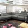 Ecksofa Mit Schlaffunktion - Stoff & Kunstleder - Ecke Links - Grau & Anthrazit - MYSEN