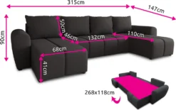 Wohnlandschaft Cleo U Mit Schlaffunktion - U-Form Couch, Ecksofa Mit Bettkasten, Couchgranitur Mit Bettfunktion, Polsterecke, Big Sofa (Schwarz (Soro 100)) 8 Wohnlandschaft Cleo U Mit Schlaffunktion - U-Form Couch, Ecksofa Mit Bettkasten, Couchgranitur Mit Bettfunktion, Polsterecke, Big Sofa (Schwarz (Soro 100)) -VIDAXL || HOMCOM Verkäufe ba36d924a5d7f95c8e3a045b03d39024