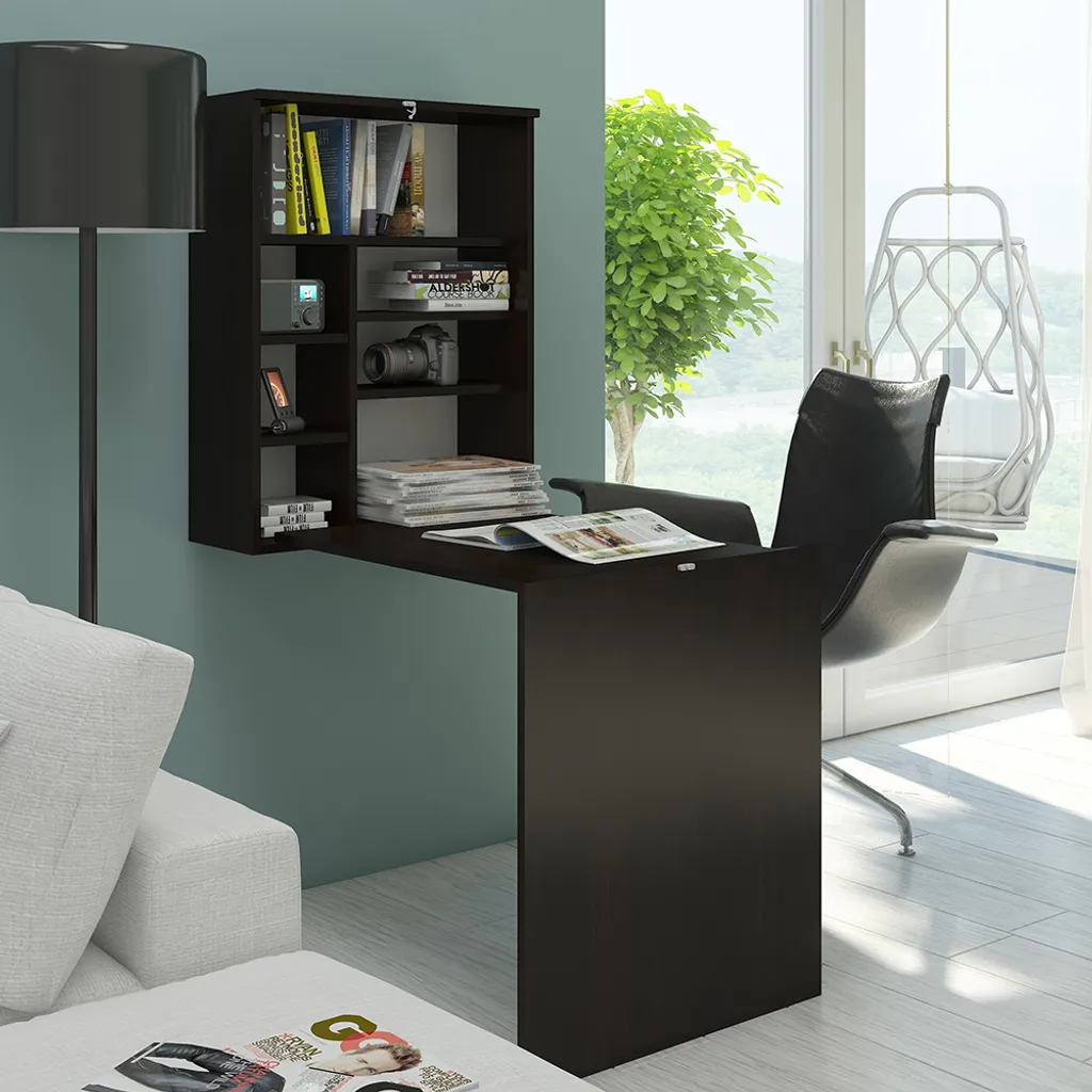 Selsey Wandschreibtisch ERION – Klappschreibtisch In Schwarz Matt Mit Wandregal, Tischplatte 71 X 54 Cm 1 Selsey Wandschreibtisch ERION – Klappschreibtisch In Schwarz Matt Mit Wandregal, Tischplatte 71 X 54 Cm