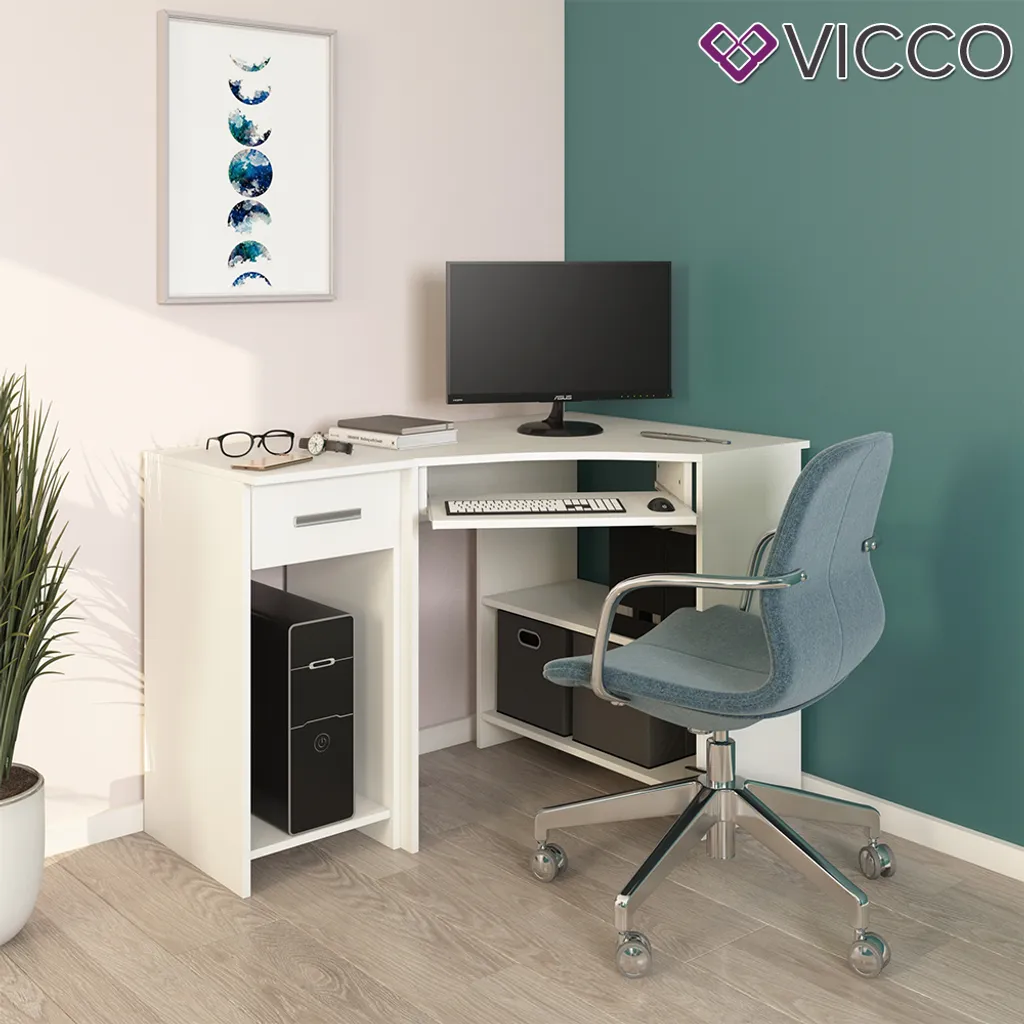 Vicco Eckschreibtisch Odin Weiß 83 X 77 X 76 Cm Holzwerkstoff 4 Vicco Eckschreibtisch Odin Weiß 83 X 77 X 76 Cm Holzwerkstoff – Bild 4