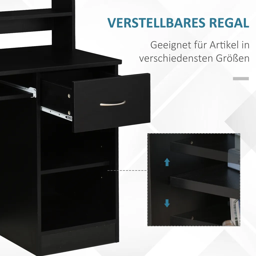 HOMCOM Computertisch Bürotisch Gamingtisch PC-Tisch Mit Schublade E1 Spanplatte Schwarz 104 X 48 X 95,5 Cm 4 HOMCOM Computertisch Bürotisch Gamingtisch PC-Tisch Mit Schublade E1 Spanplatte Schwarz 104 X 48 X 95,5 Cm – Bild 4