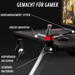 EXCAPE Gaming Tisch Z12 ULTRA Mit LED/RGB Beleuchtung 120cm Breit - Beine In Z-Form, Carbon-Optik, Schreibtisch Gaming - Gamingtisch Inkl. Getränkehalter, Kopfhörerhalter - PC Tisch, Gamer Desk, Tischplatten Größe:120cm X 60xm -VIDAXL || HOMCOM Verkäufe bcfba047c50fe8549ba90710f599f3d5