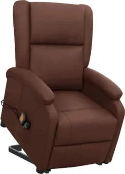 VidaXL Massagesessel Mit Aufstehhilfe Braun Kunstleder