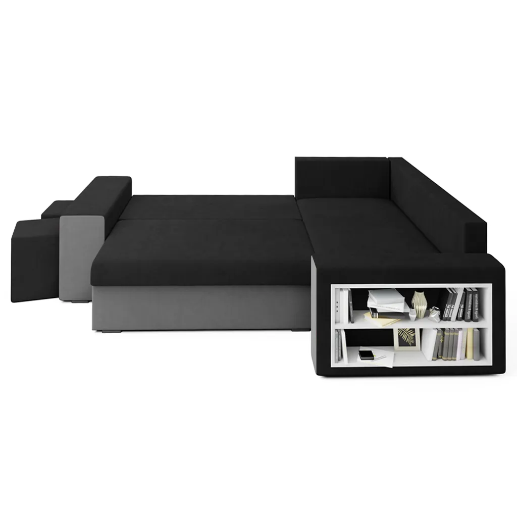 Selsey Ecksofa JORRE - Eckcouch In L-Form In Schwarz / Dunkelgrau, Mit Ottomane Rechts, Schlaffunktion, Bettkasten Und Kissen, 260 Cm Breit 3 Selsey Ecksofa JORRE - Eckcouch In L-Form In Schwarz / Dunkelgrau, Mit Ottomane Rechts, Schlaffunktion, Bettkasten Und Kissen, 260 Cm Breit – Bild 3