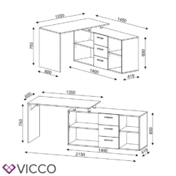Vicco Eckschreibtisch Dante Weiß 120 X 75 X 145 Cm Holzwerkstoff -VIDAXL || HOMCOM Verkäufe bf6428131764c4f2d405fd8ac67a5410