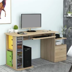 SixBros. Büroschreibtisch, Schreibtisch Mit Viel Platz Für Ordner, Arbeitstisch, Computerschreibtisch, Eiche Holzoptik, 152 X 60 Cm S-202A/1845 -VIDAXL || HOMCOM Verkäufe c08c46be5bf13dac1d339bdcf6e08ac2