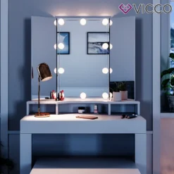 Vicco Schminktisch Nora Weiß Mit LED-Beleuchtung Spiegel Sitzbank Frisiertisch -VIDAXL || HOMCOM Verkäufe c0a3a5891e40bfbf7c8902d68cc04ebe