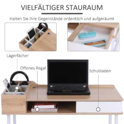 HOMCOM Schreibtisch Computertisch Bürotisch Arbeitstisch PC Tisch Vielseitig Verwendbar Mit Sechs Ablagefächern Schublade Breite Tischplatte Für Arbeitszimmer Büro Und Wohheim Natur 100 X 55 X 81,5 Cm -VIDAXL || HOMCOM Verkäufe c112b8805e9110a883d3550165f24be2