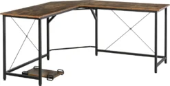 HOMCOM Computertisch, L-förmiger Eckschreibtisch, Schreibtisch, Bürotisch, E1 Spanplatte +Metall, Schwarz+Braun, 150 X 150 X 75 Cm