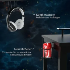 COSTWAY 140cm Gaming Tisch Mit Monitorablage, Groß Gamer Schreibtisch, PC-Tisch Mit Getränkehalter, Kopfhörerhaken, Aufbewahrungskorb, Medienablage, Verstellbare Fußpolster -VIDAXL || HOMCOM Verkäufe c249bf85617a647a4dd191d8ba25f0a1