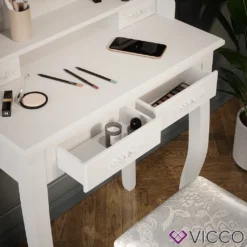 Vicco Schminktisch + Hocker Meghan Weiß 75 X 146,5 X 40 Cm Holzwerkstoff -VIDAXL || HOMCOM Verkäufe c32eec3d760513dd82e3765606391e70