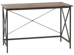 Schreibtisch Dunkelbraun MDF-Platte Holzoptik 115 X 60 Cm Metallgestell Schwarz Rechteckig Industrial Style Für Büro Wohnzimmer Jugendzimmer