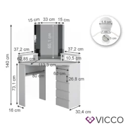 Vicco Eckschminktisch + LED Tilda Weiß 113,3 X 140 X 62,85 Cm Holzwerkstoff -VIDAXL || HOMCOM Verkäufe c453ba954db2272f051258b46fd39fa6