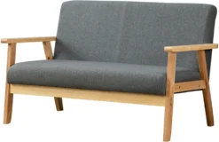 Iropro Sofa 2 Sitzer Moderne Stoffsofa Couch Skandinavisch Für Wohnzimmer Schlafzimmer Büro Dunkelgrau 113x67x75cm